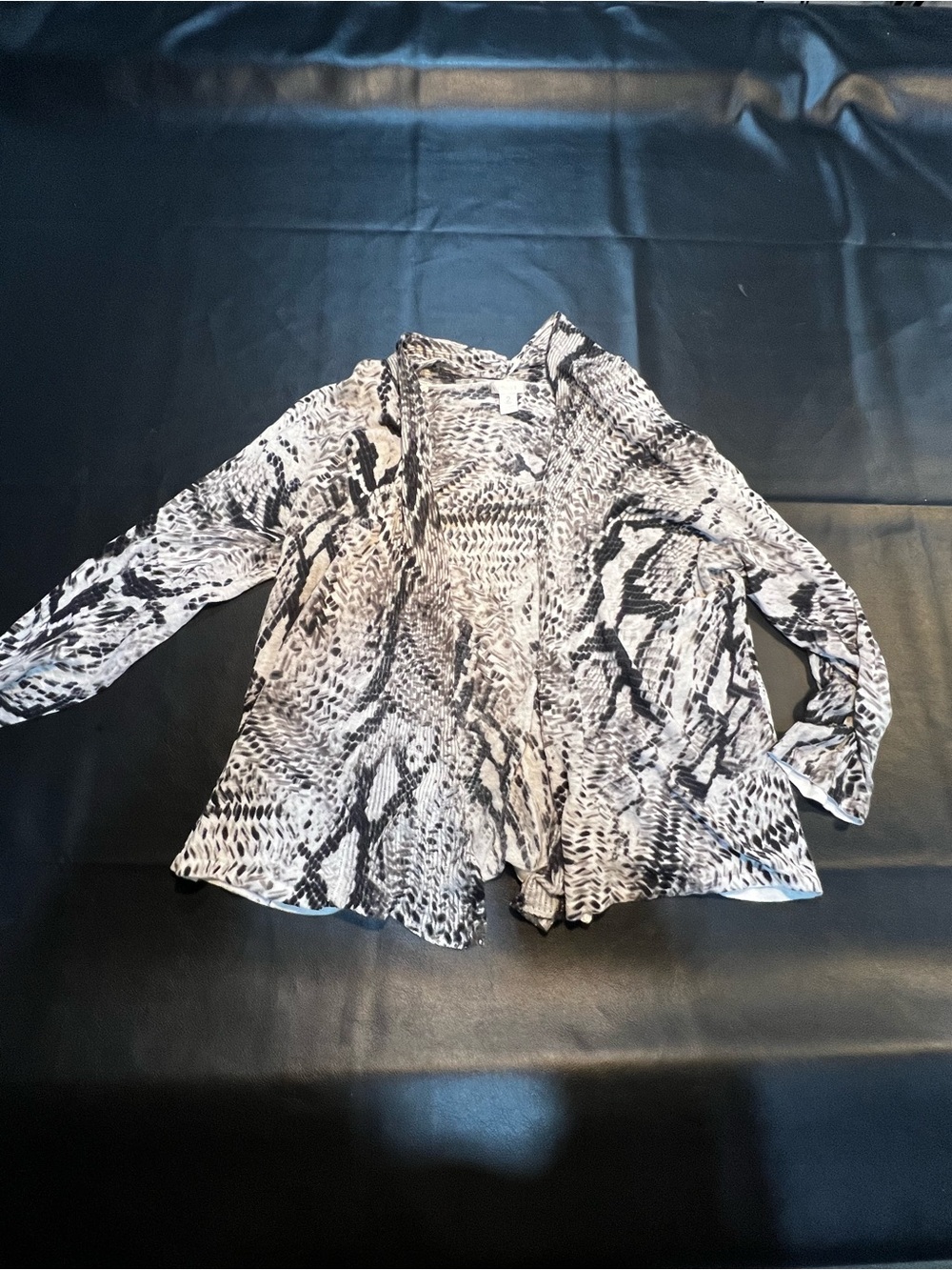 Chico’s Lightweight Snake Print Open Cardigan - Linen Blend 2 / Large